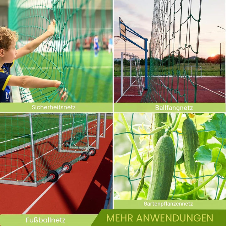 Aoneky Fussball Ballfang Netz 3x3M/3x6M /3x9M/3x12M /3x15M,10 x10 cm Masche, 2,5mm Polyethylen Seil,