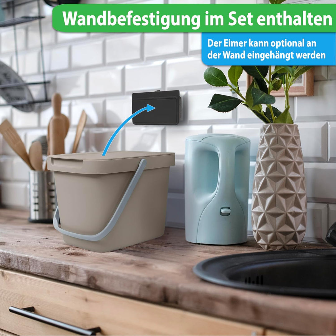 YourCasa 2 Stück Bio-Abfallbehälter für die Küche - 6 Liter Kompostkorb für den täglichen Gebrauch B