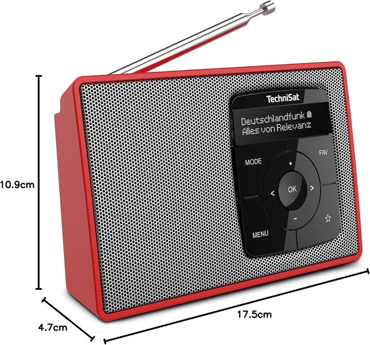 TechniSat DIGITRADIO 2 - Tragbares DAB+/UKW-Radio mit Akku (mit Bluetooth Audiostreaming, Weckfunkti