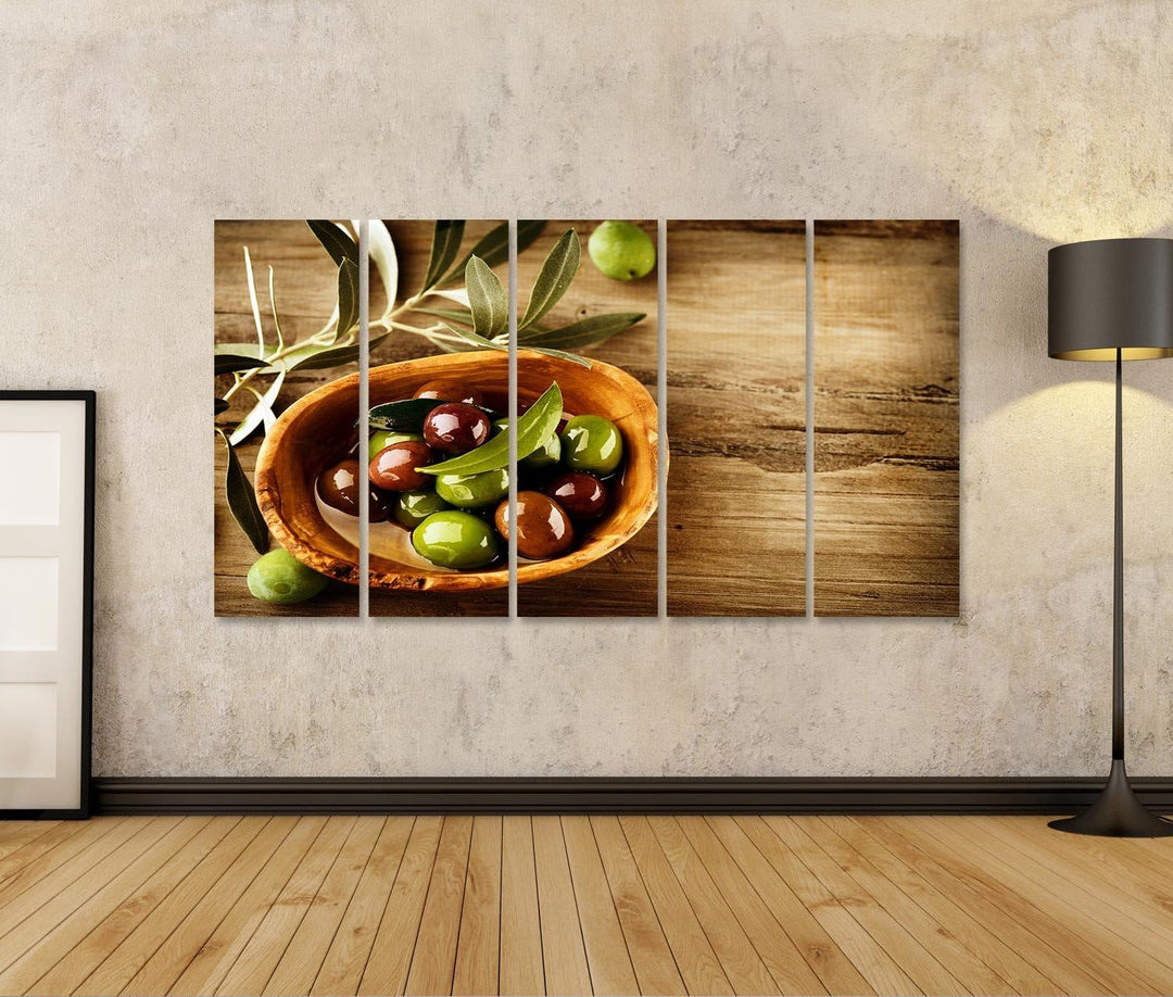 islandburner Bild auf Leinwand Oliven und Olivenöl Wandbild, Poster, Leinwandbild HTZ-5P, Leinwand 1