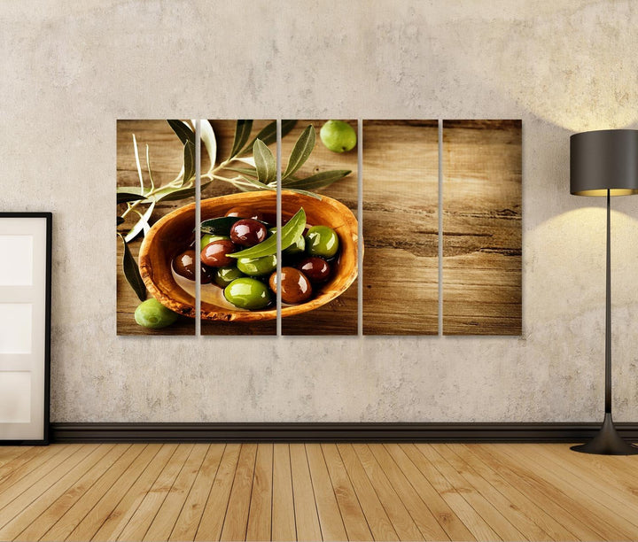 islandburner Bild auf Leinwand Oliven und Olivenöl Wandbild, Poster, Leinwandbild HTZ-5P, Leinwand 1