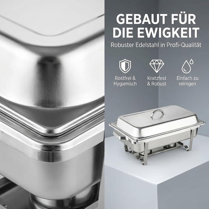 Speisewärmer Chafing-Dish 1X 1/1 GN 65 mm aus Edelstahl Warmhaltebehälter Essen Wärmebehälter für Sp