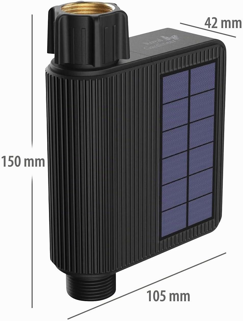 Royal Gardineer Bewässerungssystem WLAN: WLAN-Bewässerungscomputer, Solar, Wassermengenzähler, App,