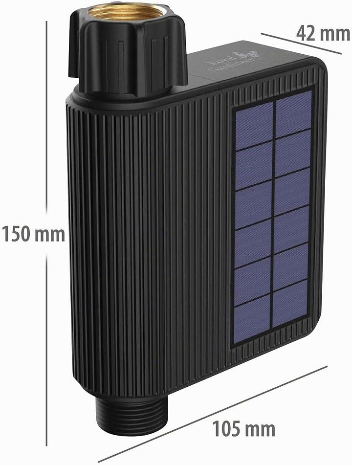 Royal Gardineer Bewässerungssystem WLAN: WLAN-Bewässerungscomputer, Solar, Wassermengenzähler, App,