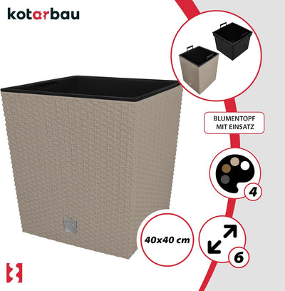 KOTARBAU® Blumentopf 400 mm Mocca Übertopf mit Innentopf für Pflanzenzucht 400x400x408 mm Mocca, 400