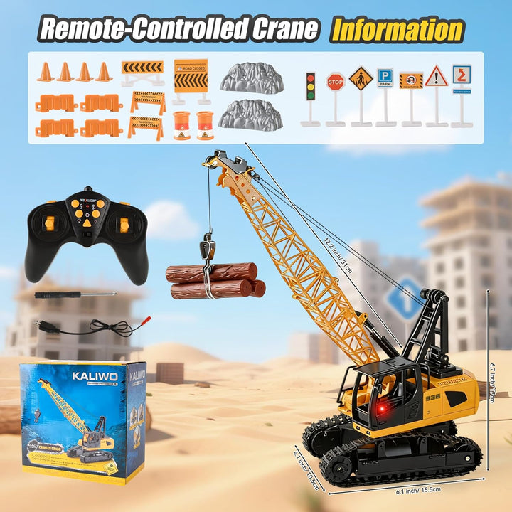 Kran Spielzeug, 2.4Ghz RC Kranfahrzeug, Ausfahrbarem Kran, Baustellen Fahrzeuge Set mit Lichtern,Ger