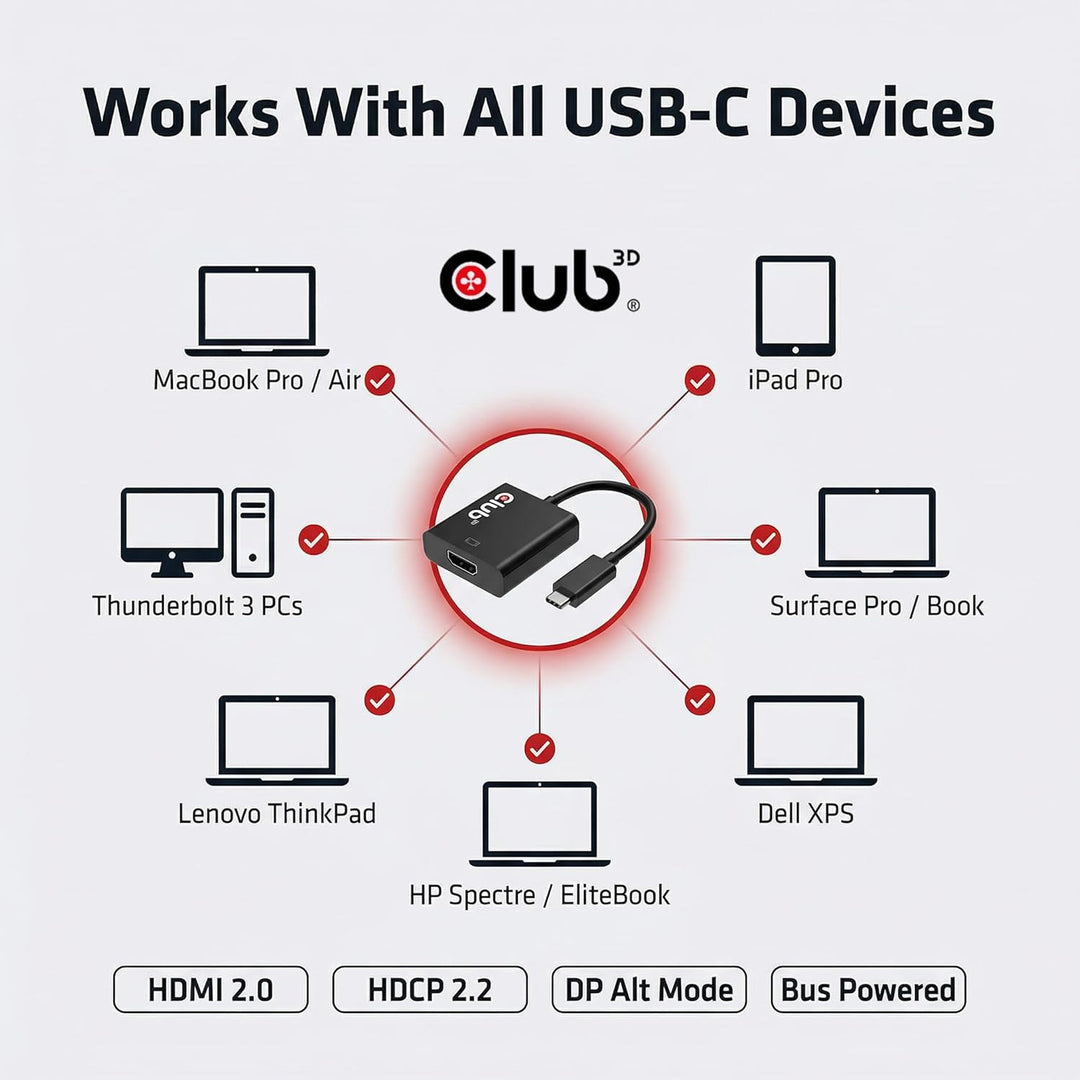 CLUB3D USB 3.1 Type C auf HDMI 2.0 UHD 4K 60HZ Aktiver Adapter - Kabelschnittstellen-/adapter (USB 3