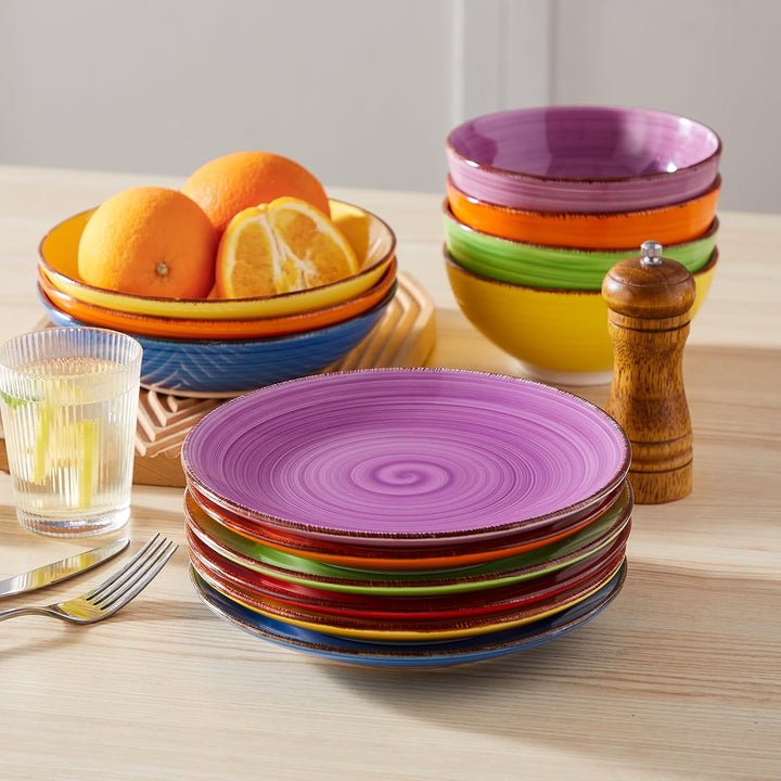 vancasso BONITA Speiseteller Steingut, Essteller set 6 Personen, Ø 21,5 cm Teller Set, Geschirr für