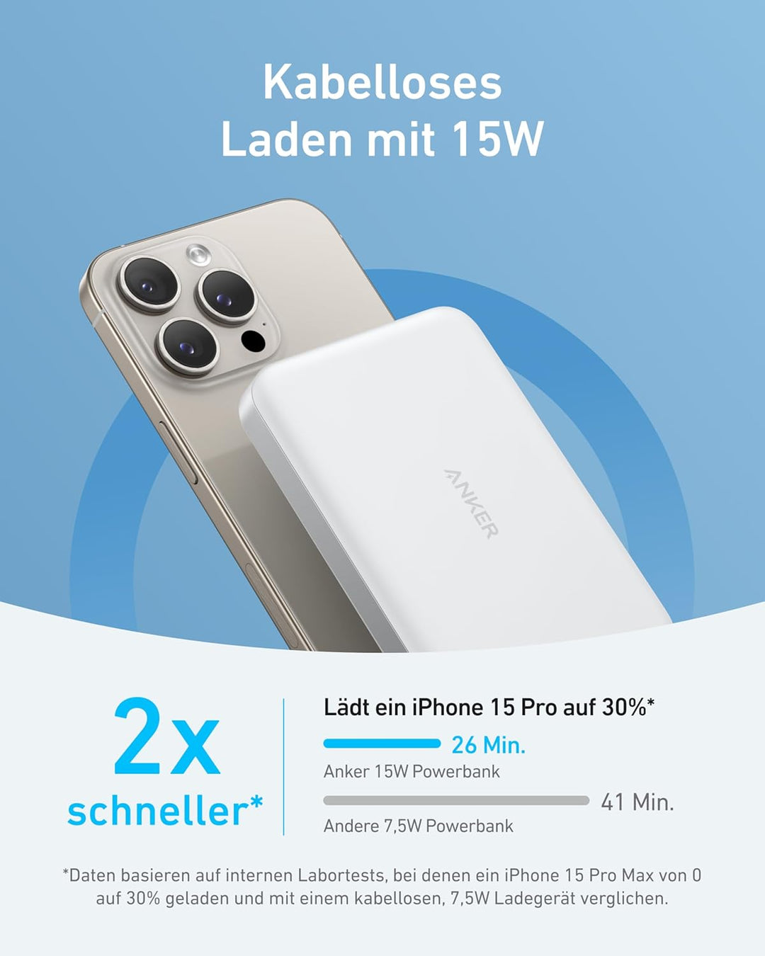 Anker MagGo Powerbank, Ultra-schlankes 10.000mAh magnetisches Akkupack, Qi2-zertifiziert, portabel,