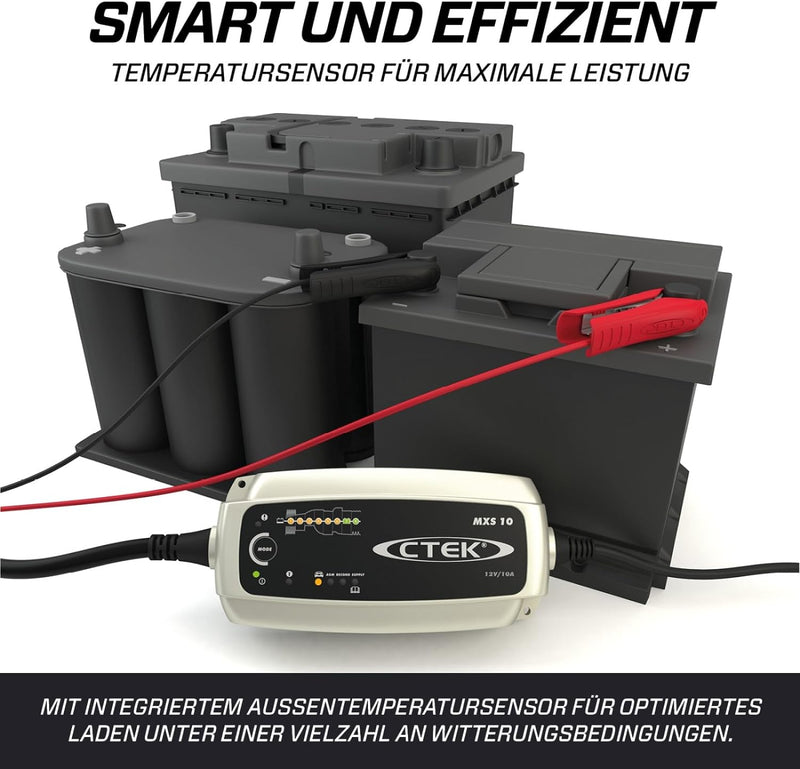 CTEK MXS 10, Batterieladegerät 12V Für Grössere Fahrzeugbatterien, Boot, Wohnwagen,Wohnmobil Ladeger