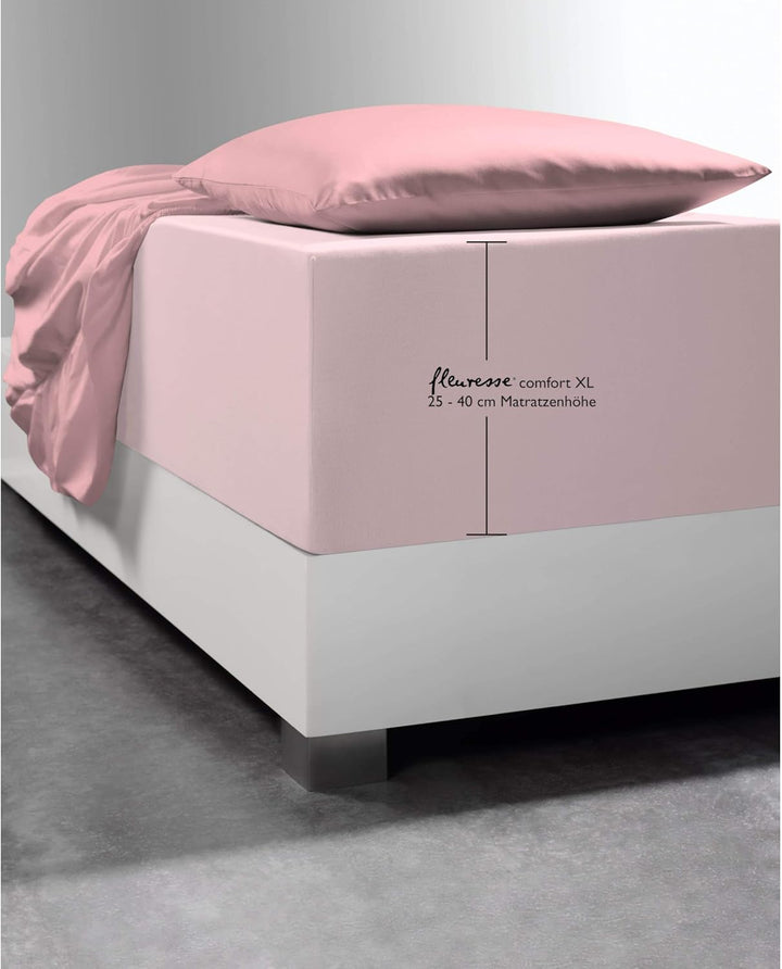 fleuresse 1119 XXL Jersey Stretch Spannbetttuch (96% Baumwolle, 4% Elasthan), mit Rumdumgummizug, Ök