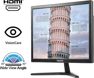 Thinlerain 17 Zoll PC Monitor 1280 x 1024 LED Screen 4:3 (60Hz, 5ms Response Time, Built-in Speaker)