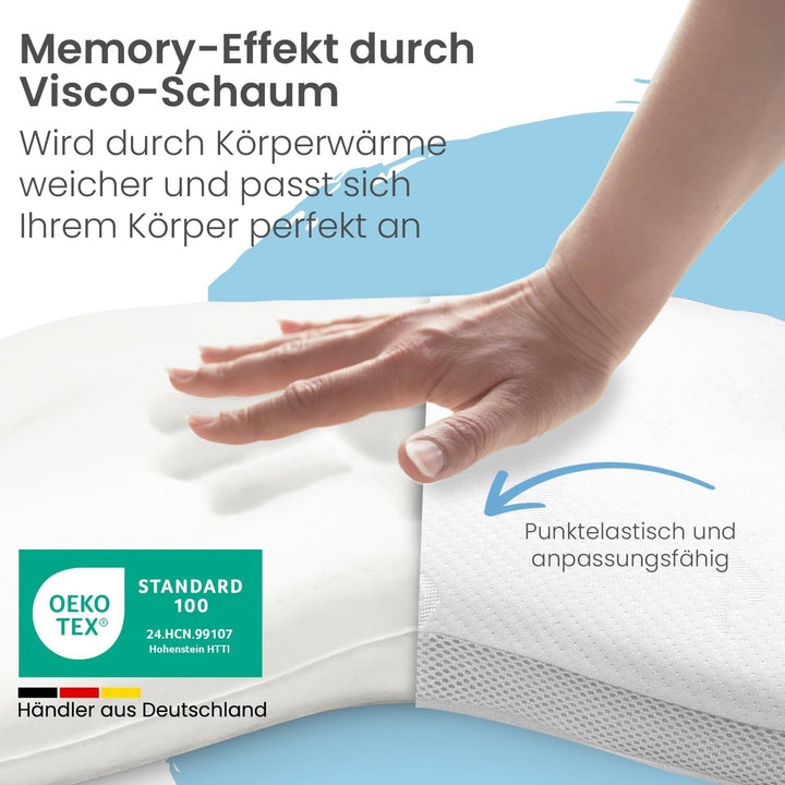 maxVitalis orthopädisches Nackenstützkissen, Visko Schlafkissen in Schmetterlingsform, Nackenkissen