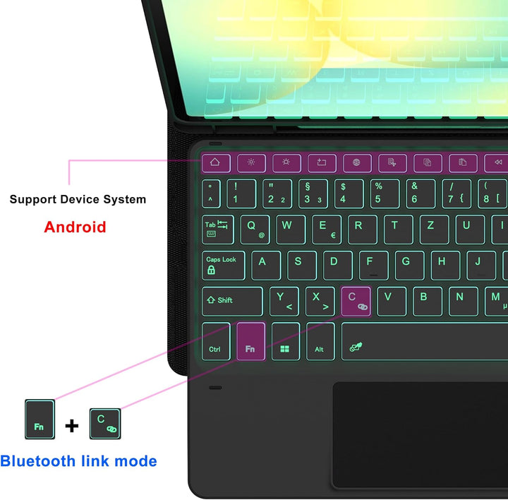 Tastatur Hülle für Samsung Galaxy Tab S10 Lite 10.9"/ S9 11"/ S9 FE 10.9"/ S10 FE 10.9 Zoll - 7 Farb