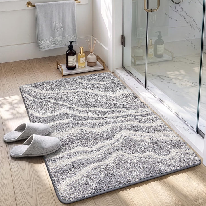 DEXI Badezimmerteppich 50 x 80 cm, Badvorleger rutschfest waschbar, Badematte Mikrofaser Saugfähig,