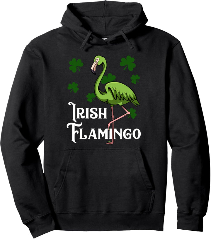 Irish Flamingo St. Patricks Day Kleeblätter Tier Vogel Pullover Hoodie