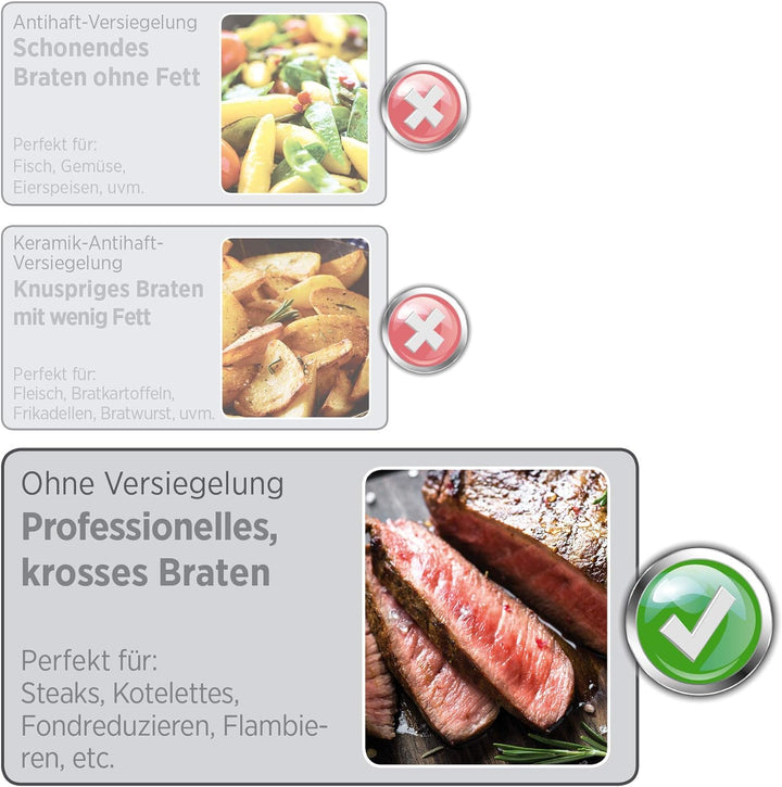 Mäser Serie Tavos Bratpfanne 28 cm, Induktionspfanne für alle Herdarten, unbeschichtet, spülmaschine