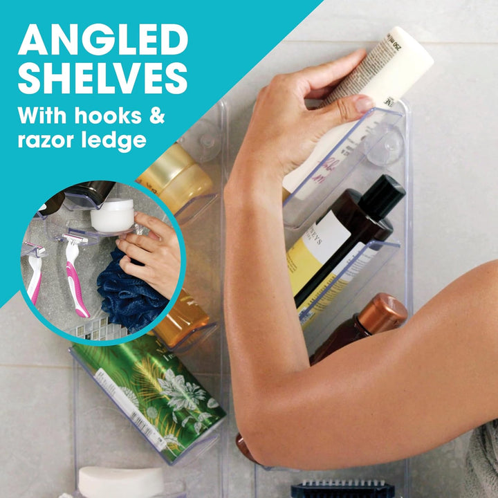 ShowerGem Acryl-Duschablage | 2er-Pack | Keine Saugnäpfe | Wandmontage mit ShowerGem-Kleber | Abnehm