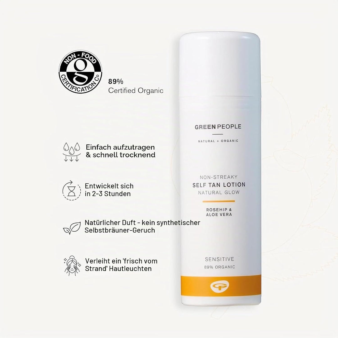 Green People Selbstbräuner-Lotion, 150ml | Natürlicher Bio-Selbstbräuner für Gesicht und Body | Mit