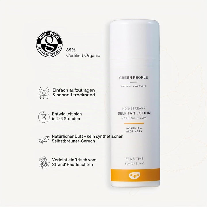 Green People Selbstbräuner-Lotion, 150ml | Natürlicher Bio-Selbstbräuner für Gesicht und Body | Mit