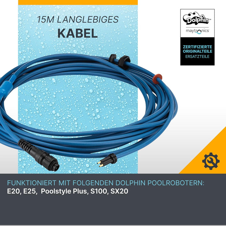 Dolphin Original-Ersatzteil – langlebiges 15 m langes blaues Kabel für agile Roboterbewegung – Teile