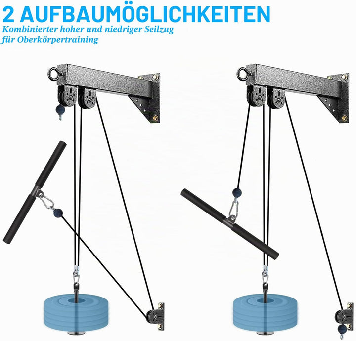 Generisch Fitness Wall Mount Pulley System, Weight Cable Pulley System for Gym, LAT Pull Down and Lo