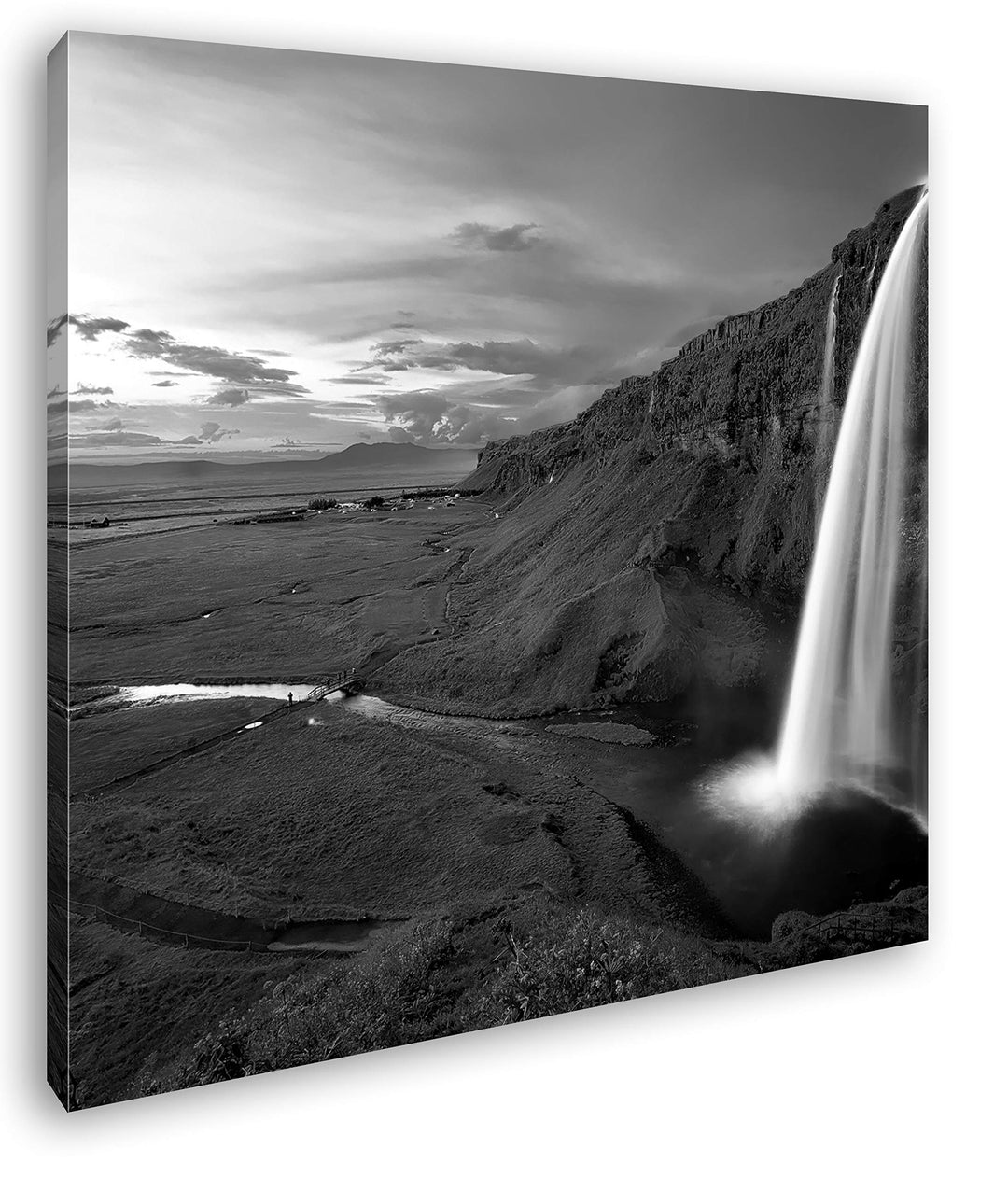 deyoli Isländische Landschaft Format: 70x70 Effekt: Schwarz&Weiss als Leinwandbild, Motiv auf Echtho