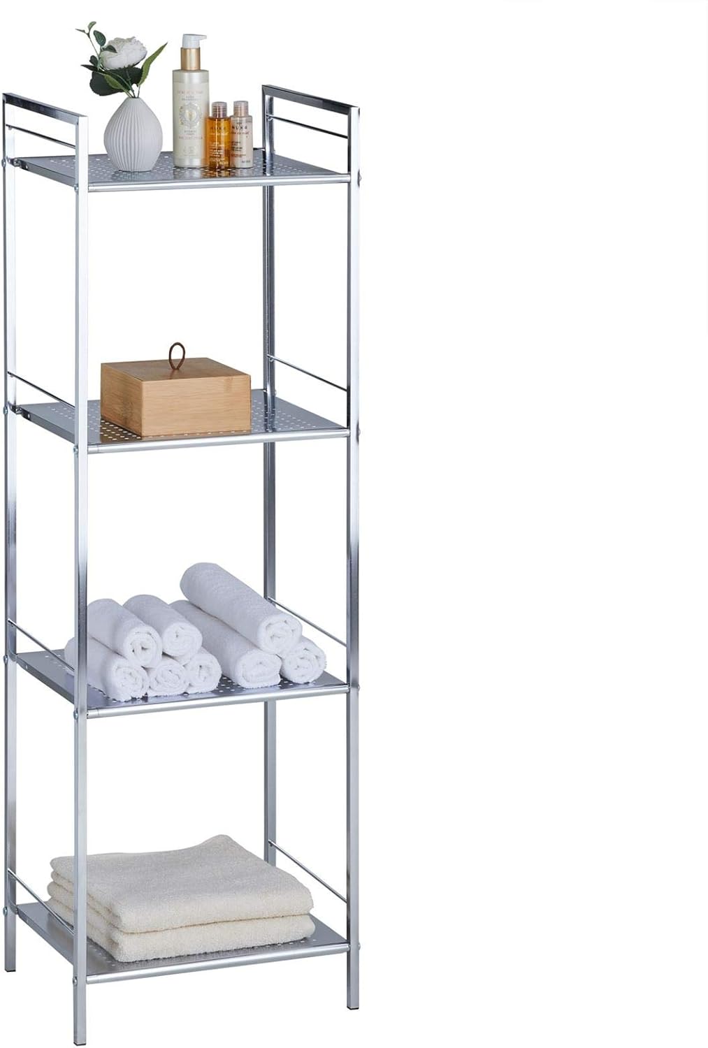 Regal Badregal Metallregal Mehrzweckregal MATIS, verchromt, mit 4 Böden 4 Chrom, 4 Chrom