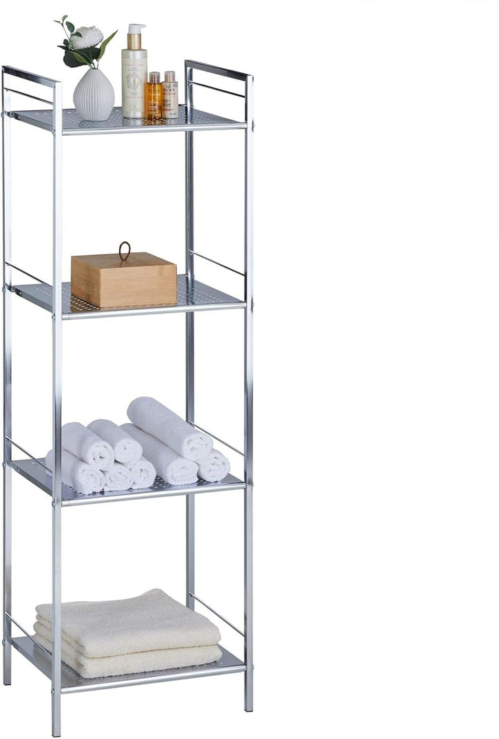 Regal Badregal Metallregal Mehrzweckregal MATIS, verchromt, mit 4 Böden 4 Chrom, 4 Chrom