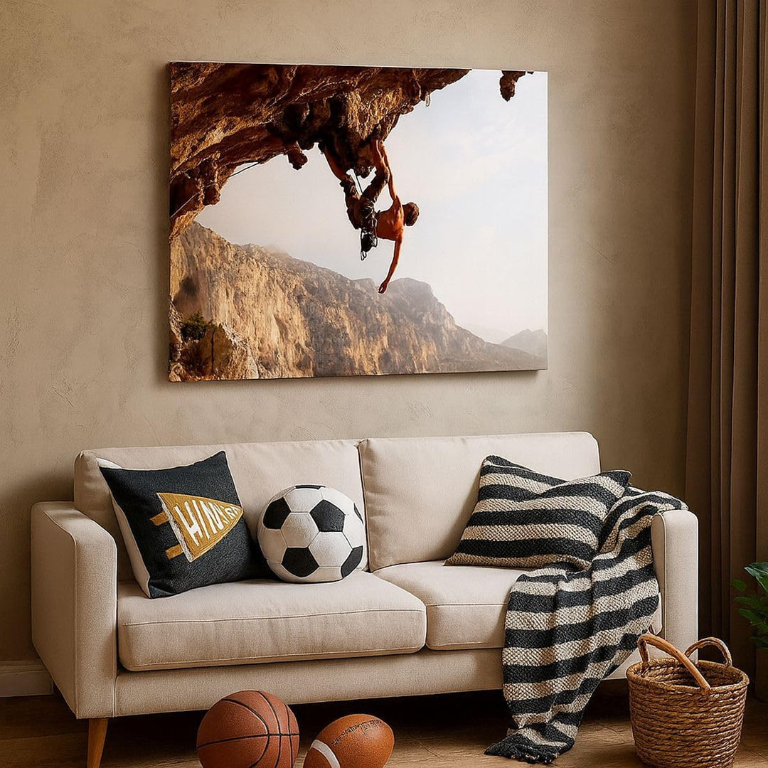 Bilder auf Leinwand 100x70cm Leinwandbild Klettern extrem berge griechenland Gross Wanddeko Bild Sch