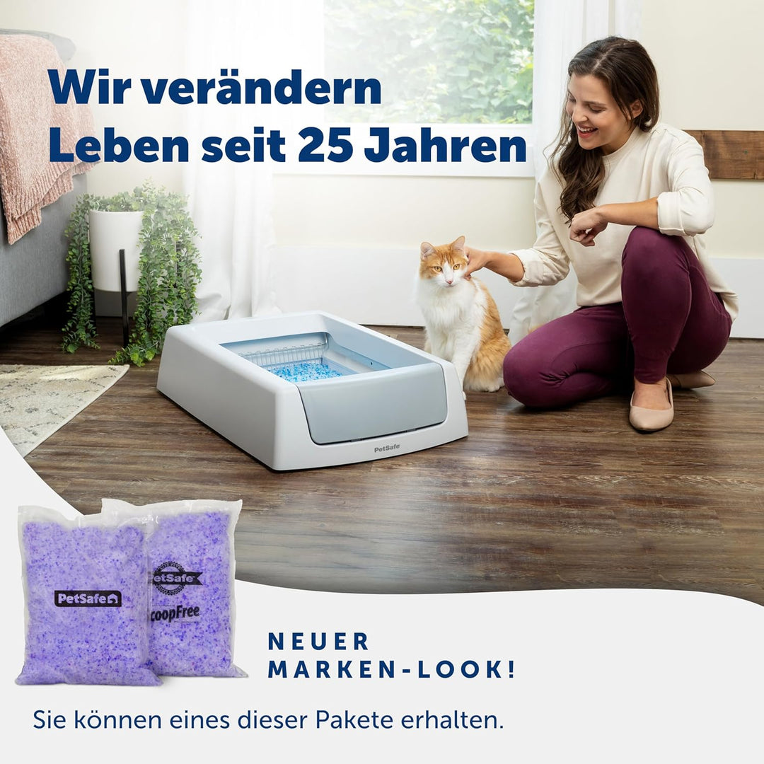 PetSafe ScoopFree Premium Silikat-Katzenstreu mit Lavendelduft, Doppelpack, hervorragende Geruchskon