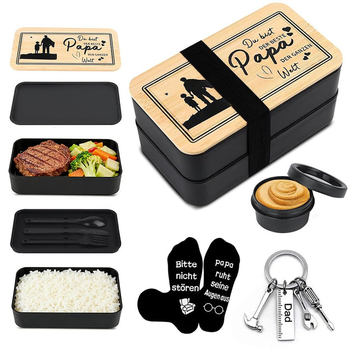 Brotdose Geschenke für Papa mit Socken und Schlüsselanhänger, Geburtstagsgeschenk für Papa, Geschen