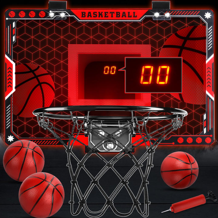 Joellfuner Mini Basketballkorb Indoor, LED Basketballkorb Kinder, Basketballkorb mit Elektronische A