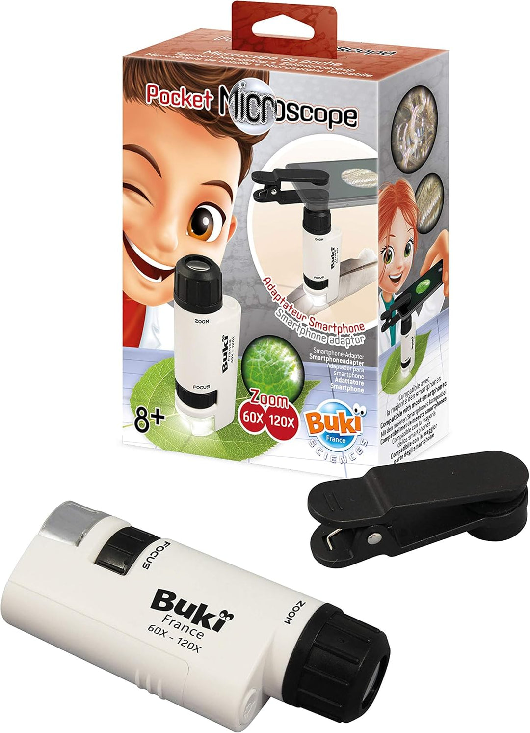 Buki France MR200 Taschen-Mikroskop, Weiss, schwarz