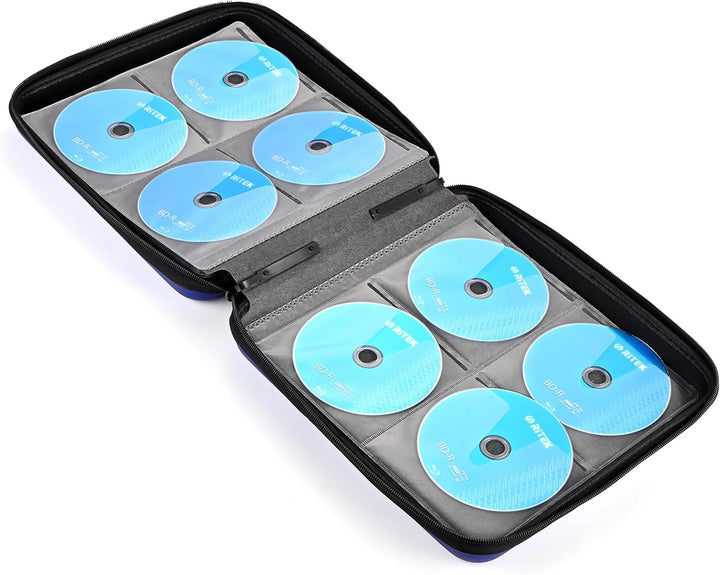 KUOCDSIK CD Tasche, 192 Kapazität, hartes EVA, schützende Blu-ray-CD-Brieftasche, Doppel-Reissversch