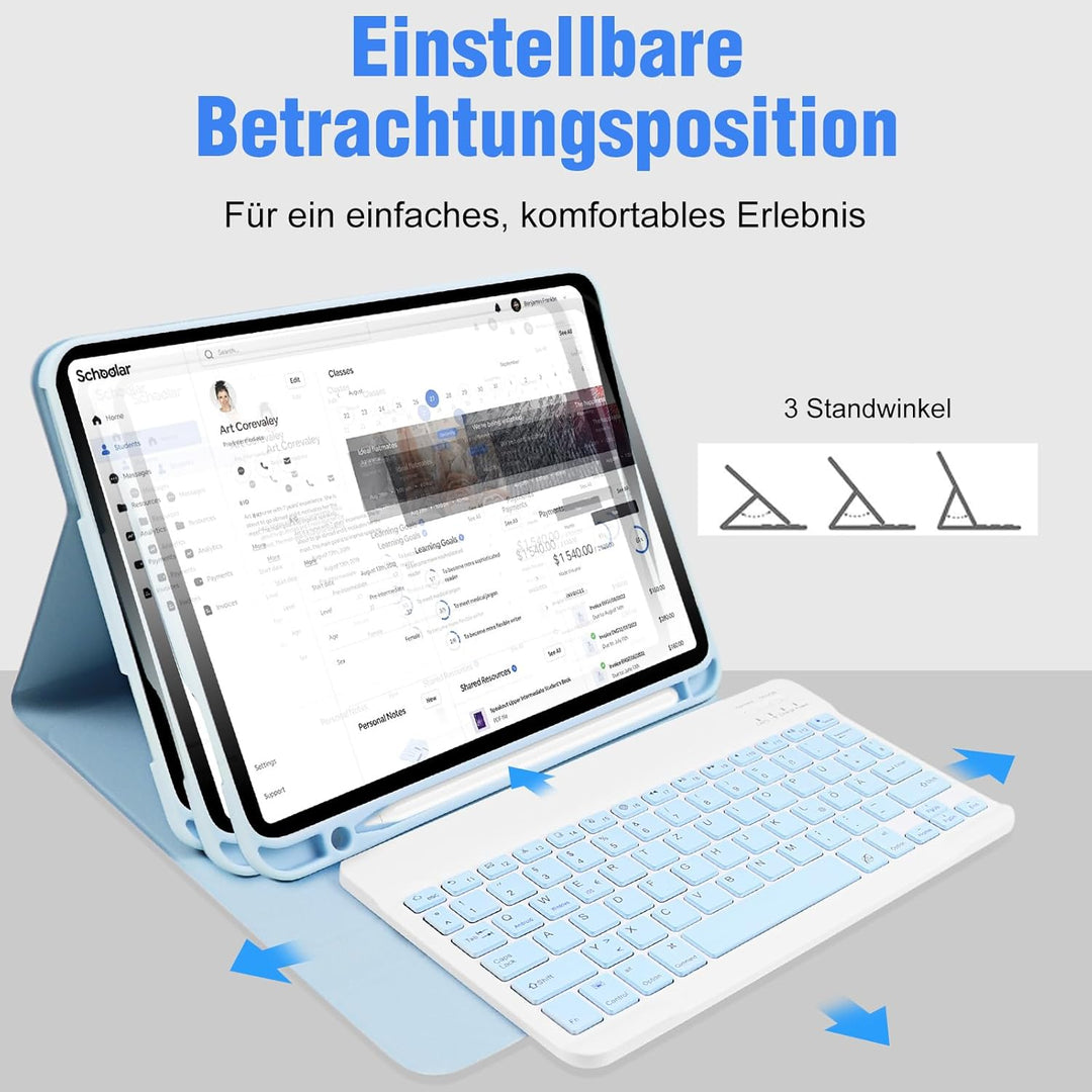 Tastatur hülle für iPad 10. Generation 2022 (10,9 Zoll), Deutschland QWERTZ Layout Drahtlose Abnehmb