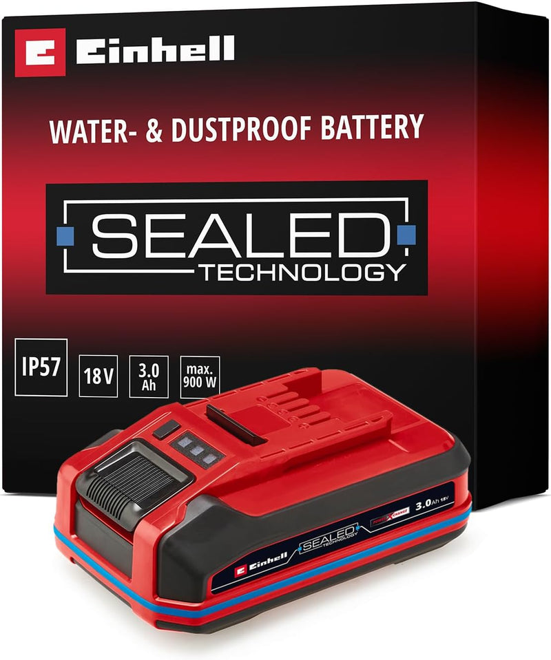 Original Einhell 18V 3,0 Ah Sealed Power X-Change Plus (18 V Akku, Wasser- & staubgeschützt, Schutzk