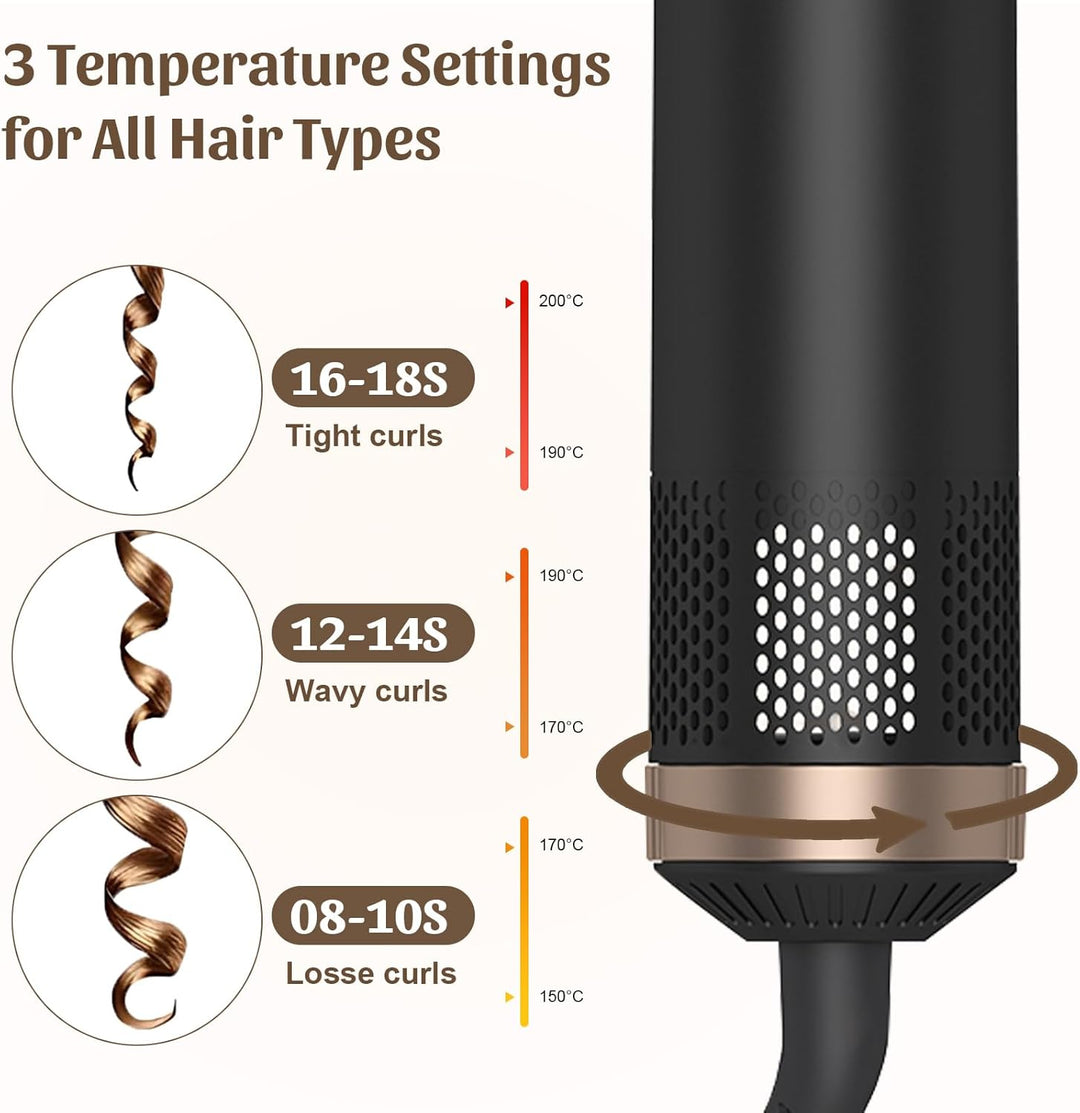 Hairstyler 5 in 1, Professioneller Haarstyler, Airstyler Set mit Auto Lockenstäbe, Föhn Ionen, Wärme