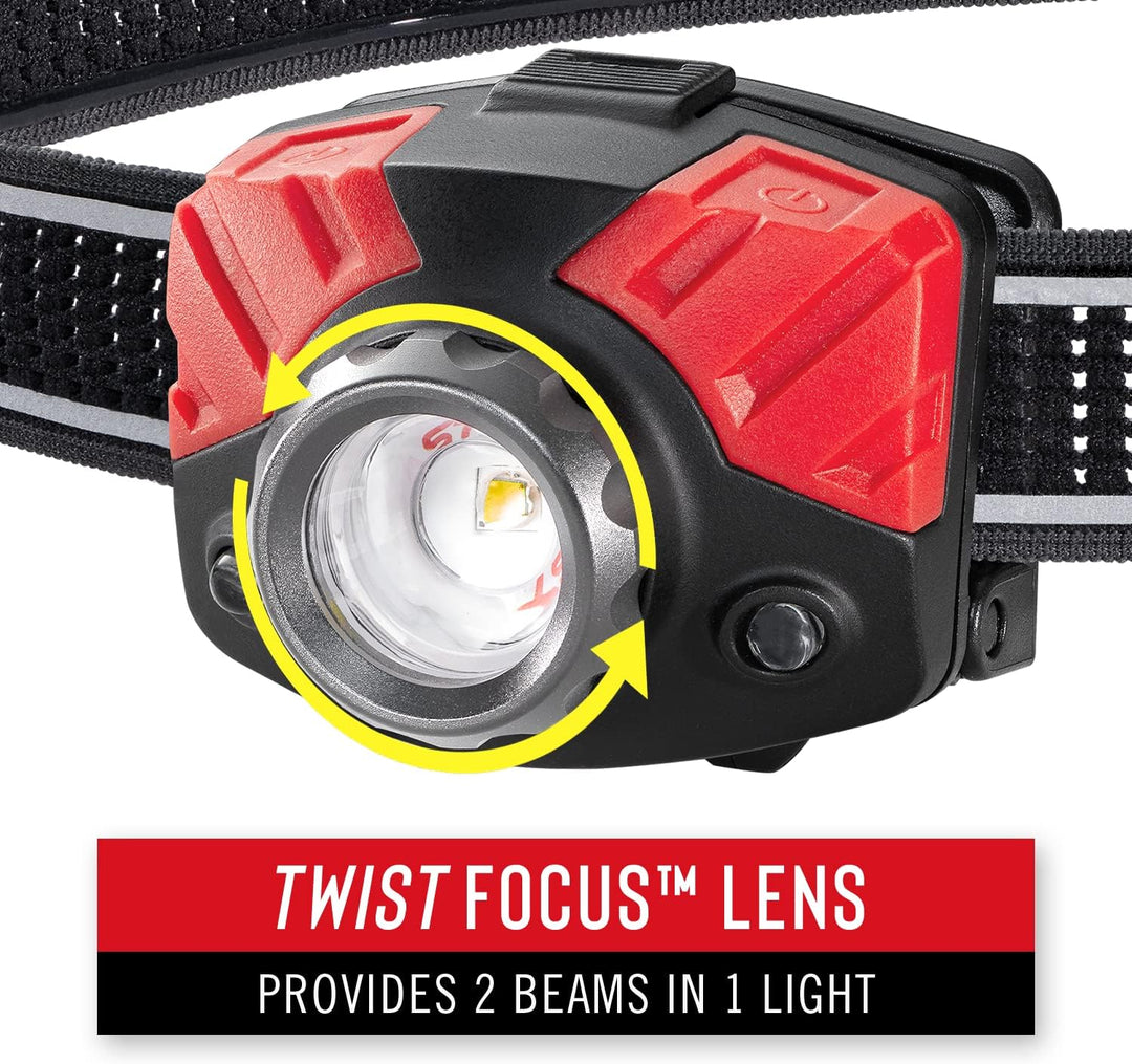 COAST FL75 700 Lumen Twist Focus Dual-Color LED Stirnlampe, Schwarz, Schwarz