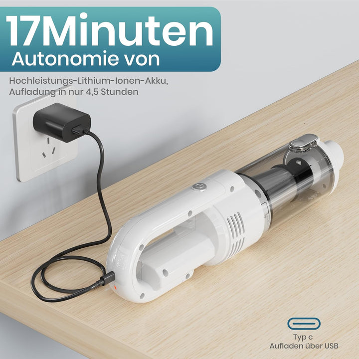 Akku Staubsauger Kabellos, Bürstenloser Motor Akkustaubsauger,Mit LED Anzeige, Stabstaubsauger Elekt