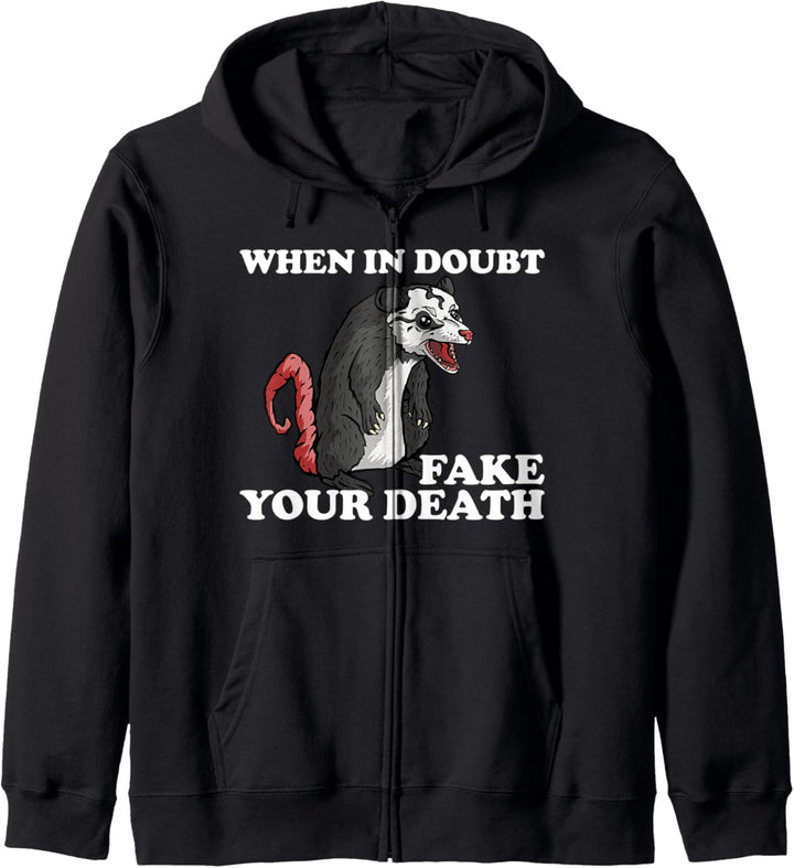 When In Doubt Fake Your Death Funny Opossum Zitat Possum Kapuzenjacke