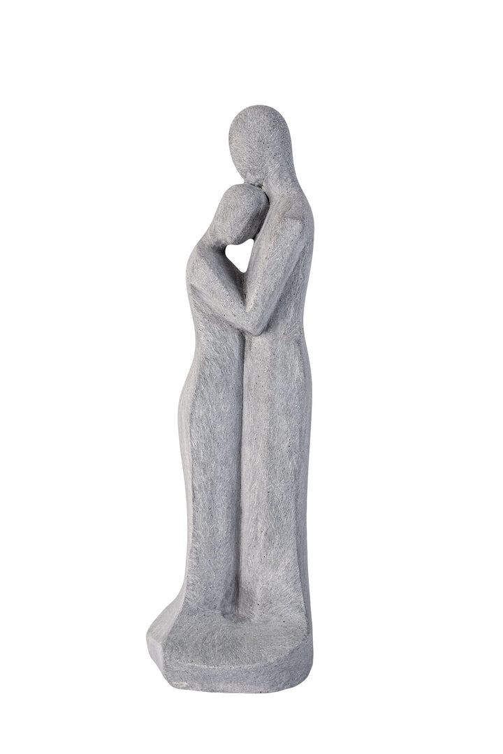 IDYL Moderne Skulptur Figur Sandsteinguss Liebespaar | wetterfest | grau | 15x14x45 cm | Dekoration