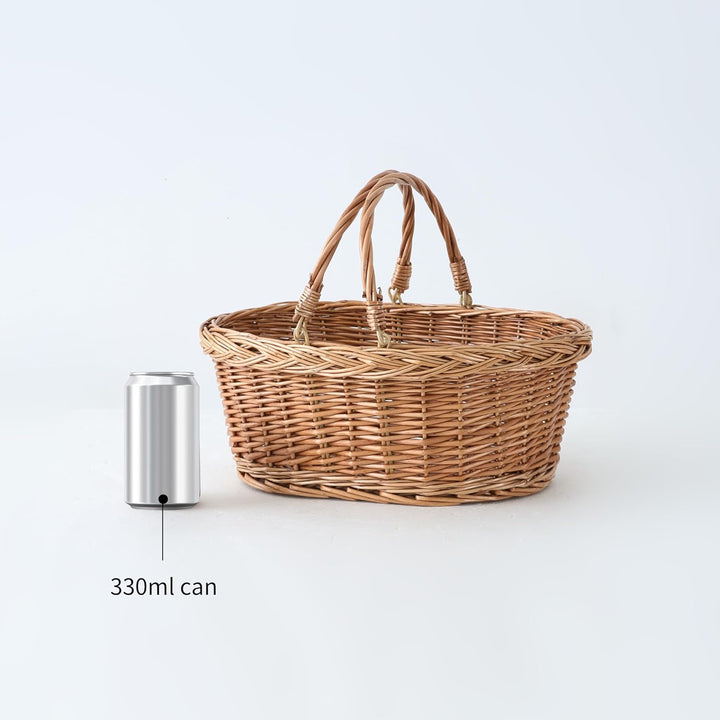Picknickkorb aus Weide mit Griff, Einkaufskorb, Naturbraun 11.8 inches x 15.7 inches x 5.9 inches, 1