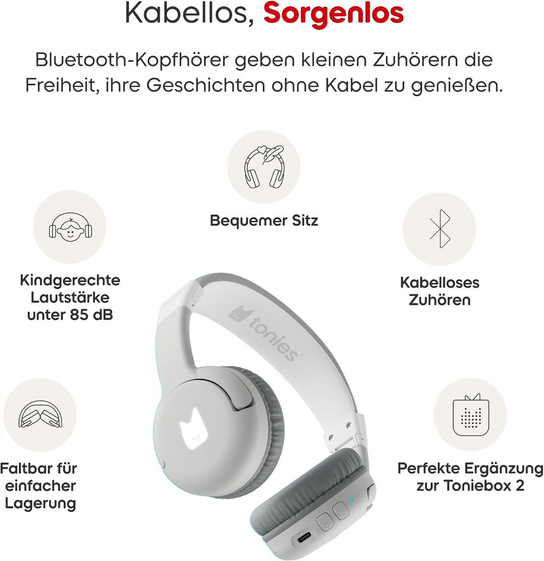 Bluetooth Kopfhörer - Mondgrau für Toniebox 2, Mondgrau