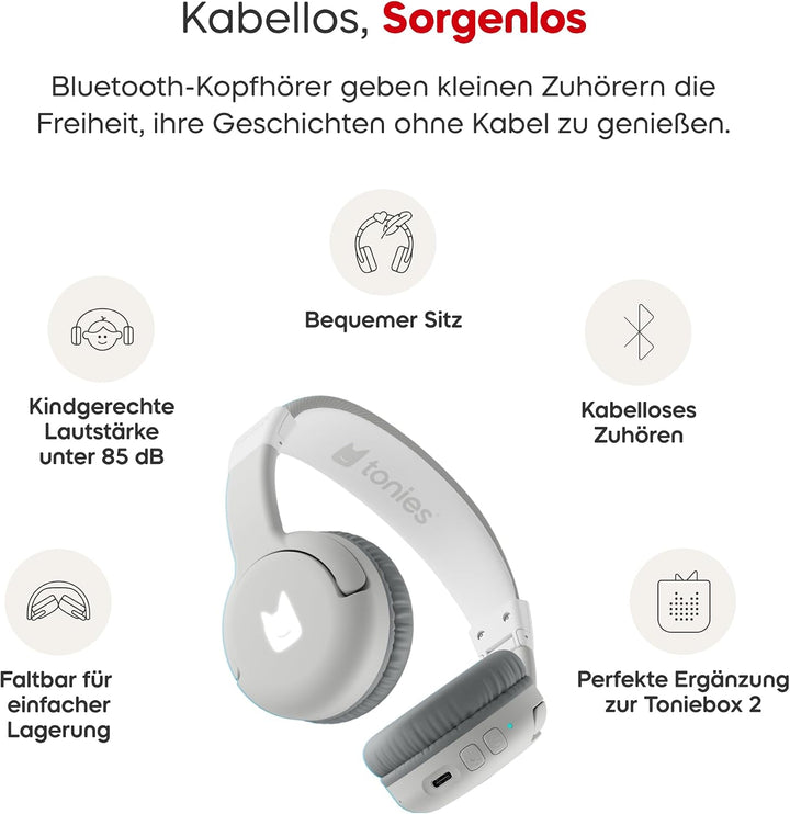 Bluetooth Kopfhörer - Mondgrau für Toniebox 2, Mondgrau