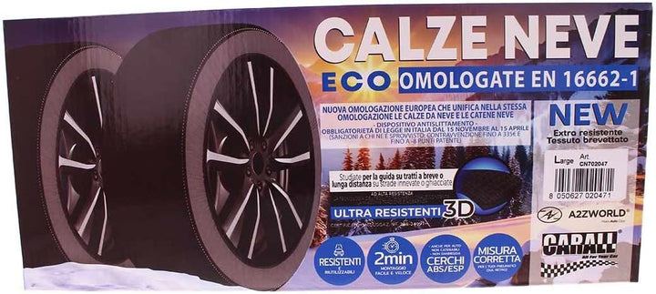 2 Stück Textil Schneeketten Homologierte EN 16662-1, Farbe Schwarz, Grösse M, Winterreifen Schneesoc