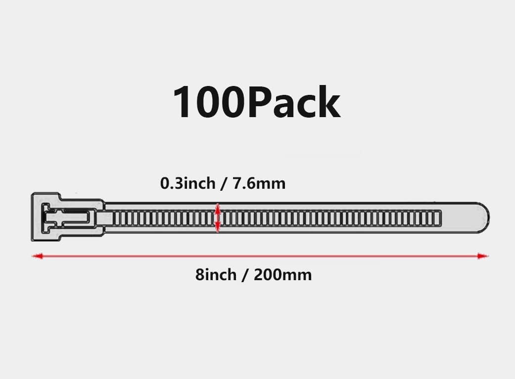 Kabelbinder wiederverschliessbar Grün 200 mm × 7,6 mm 100 Stück UV-Beständig Stark Gross Nylon Kunst