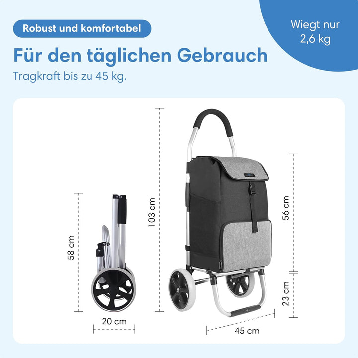 Safe Age® Einkaufstrolley mit Kühlfach und Sackkarren-Funktion - Einkaufswagen - Trolli - Klappbar