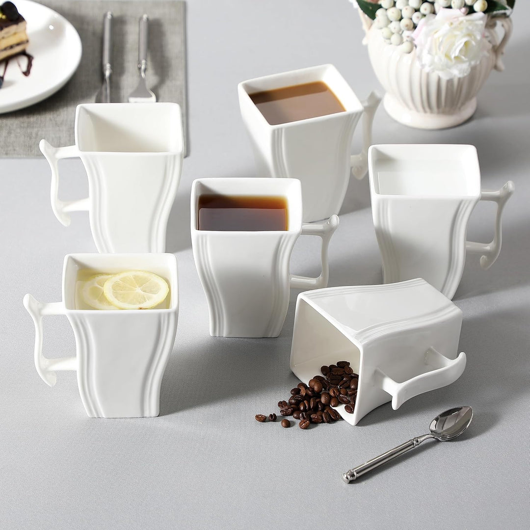 MALACASA Porzellan Kaffeetassen 6er Set, 470 ml Kaffeetassen mit Henkel, Grosse Keramik-Kaffeetasse,