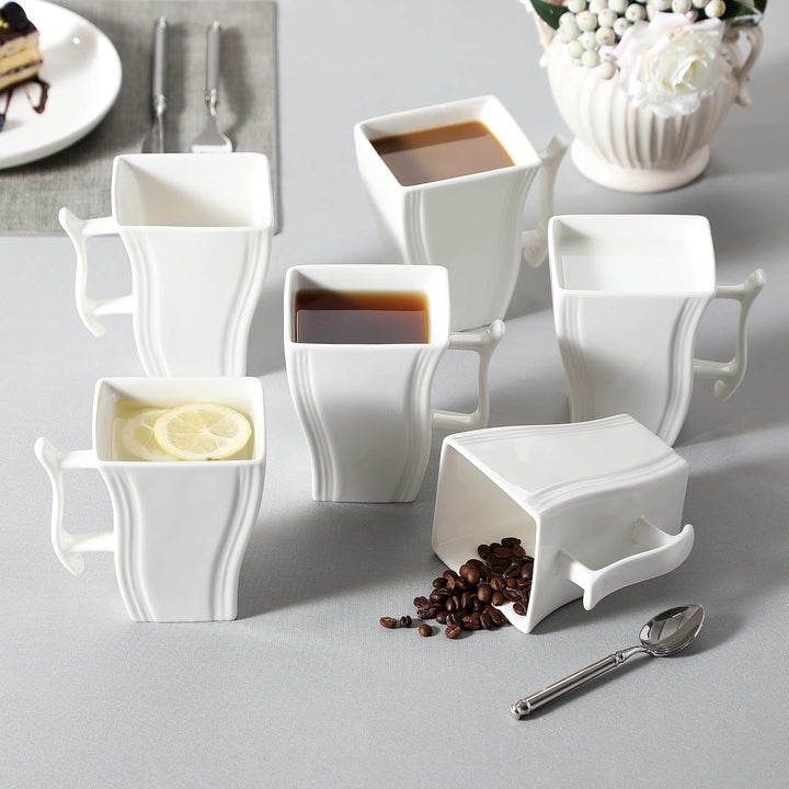 MALACASA Porzellan Kaffeetassen 6er Set, 470 ml Kaffeetassen mit Henkel, Grosse Keramik-Kaffeetasse,